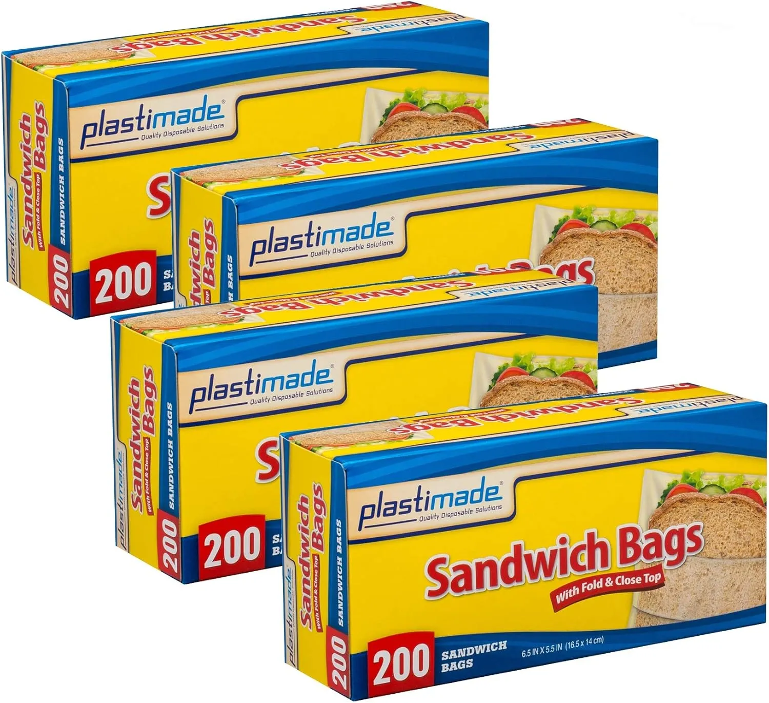 Sandwich Bags With Fold & Close Top (6.5 in X 5.5) in 200 Count Pack of 4