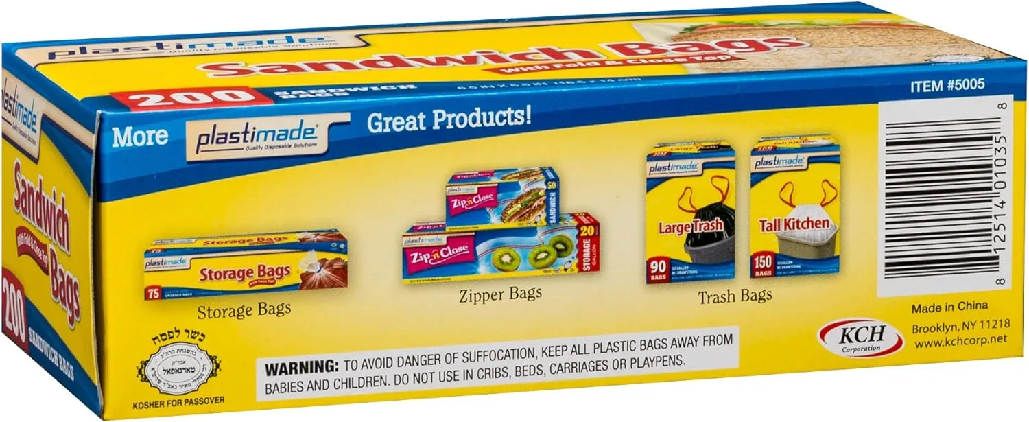Sandwich Bags With Fold & Close Top (6.5 in X 5.5) in 200 Count Pack of 4