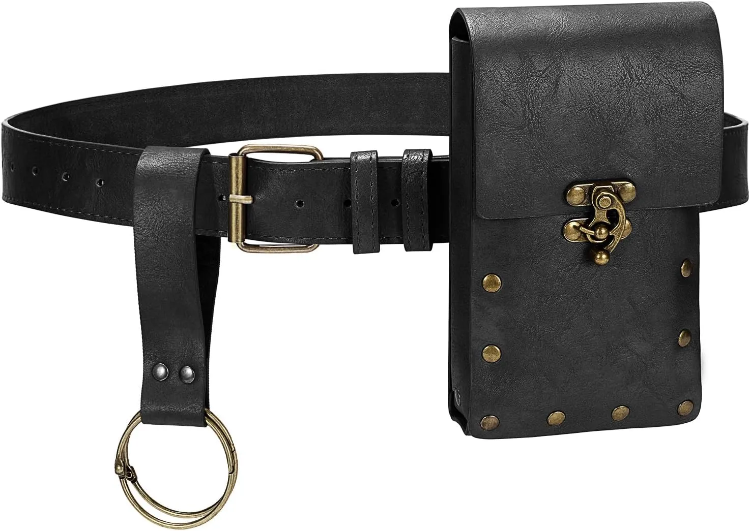 SANSTHS Renaissance Pouch - Medieval Festival or Pirate/Viking Belt Bag - Black