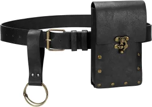 SANSTHS Renaissance Pouch - Medieval Festival or Pirate/Viking Belt Bag - Black