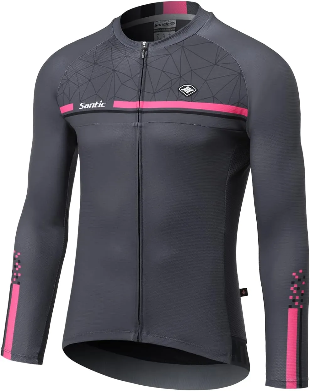 Santic Cycling Jersey Men's Long Sleeve Bike Reflective Full Zip Bicycle Shirts with Pockets