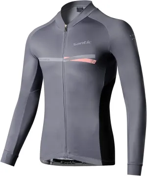 Santic Cycling Jersey Men's Long Sleeve Bike Reflective Full Zip Bicycle Shirts with Pockets