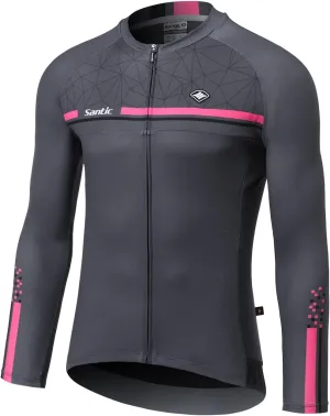 Santic Cycling Jersey Men's Long Sleeve Bike Reflective Full Zip Bicycle Shirts with Pockets