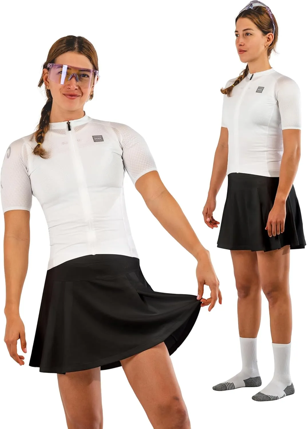 Santic Women's Cycling Skirts 4D Padded Bike Shorts High Waist Bicycle MTB Skort with Pockets