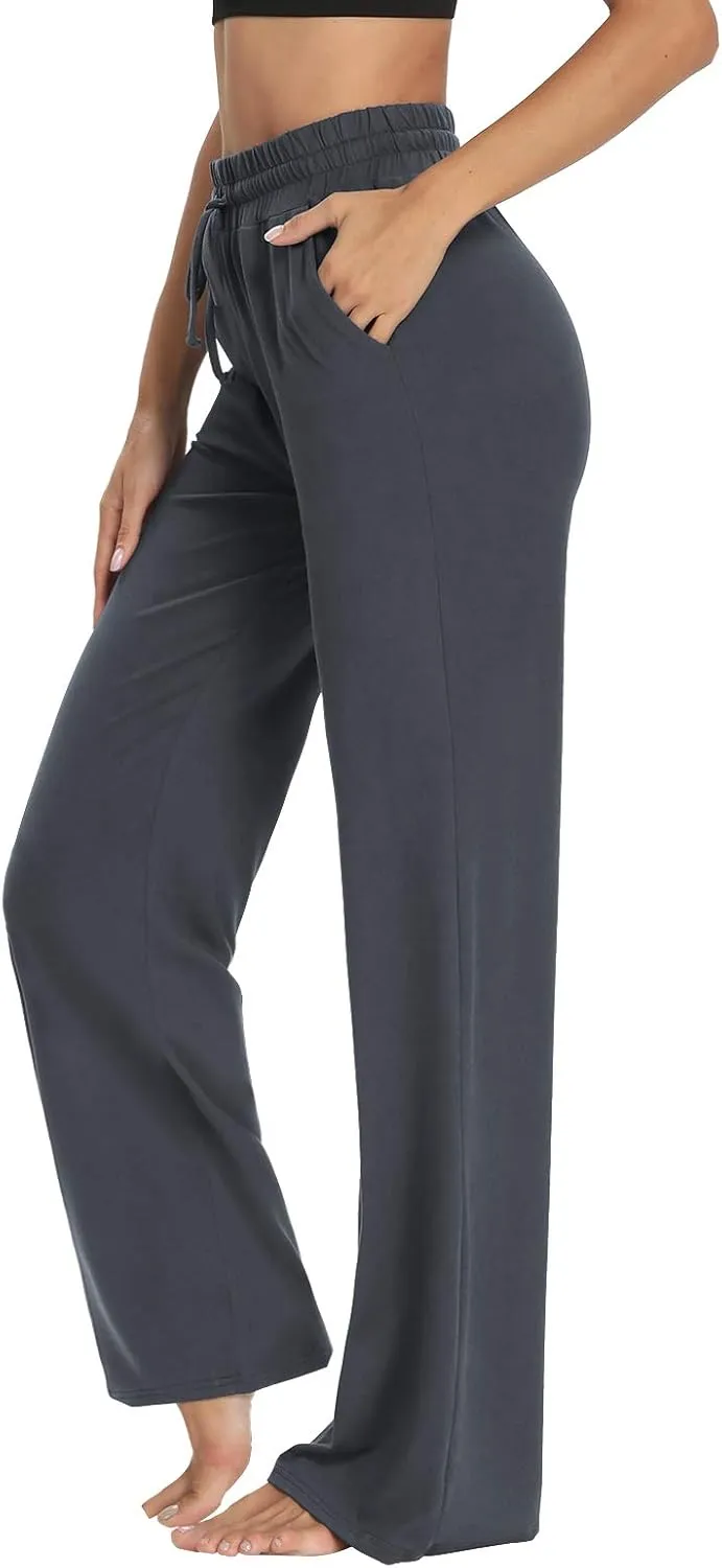 Sarin Mathews Womens Yoga Sweatpants Wide Leg High Waisted Lounge Pajamas Pants Comfy Workout Loose Pants with Pockets