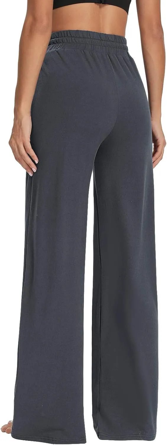Sarin Mathews Womens Yoga Sweatpants Wide Leg High Waisted Lounge Pajamas Pants Comfy Workout Loose Pants with Pockets