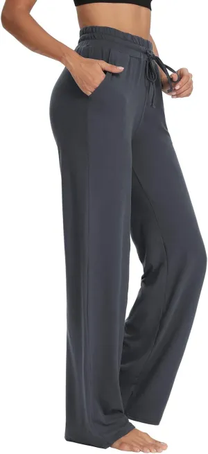 Sarin Mathews Womens Yoga Sweatpants Wide Leg High Waisted Lounge Pajamas Pants Comfy Workout Loose Pants with Pockets