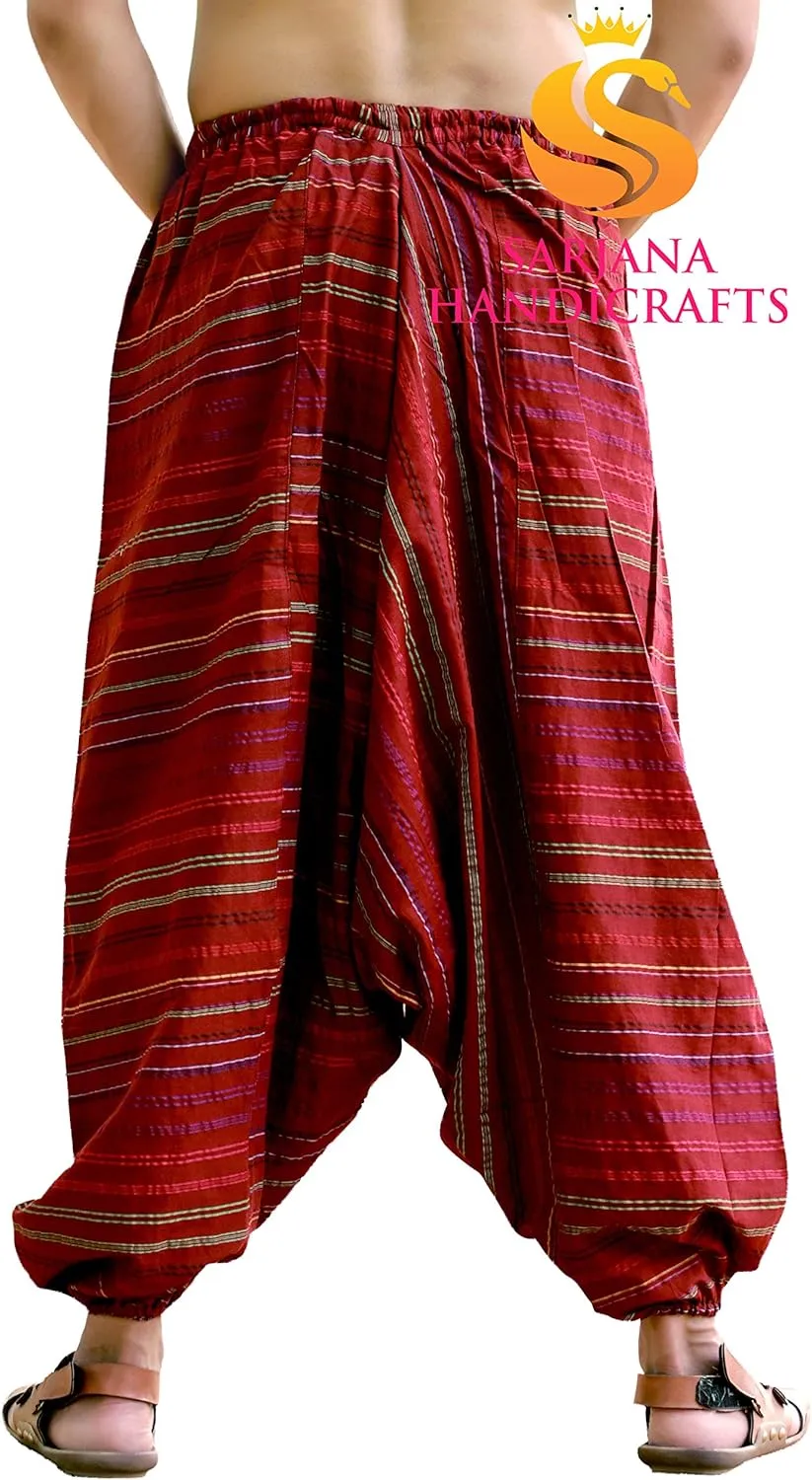 SARJANA HANDICRAFTS Men's Cotton Harem Genie Dance Yoga Alibaba Hippie Pants