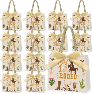 Saypacck My First Rodeo Party Favor Western Gift Bags with Handles Cowboy Birthday Party Decorations, 5.51 X 2.36 X 4.72 Inches