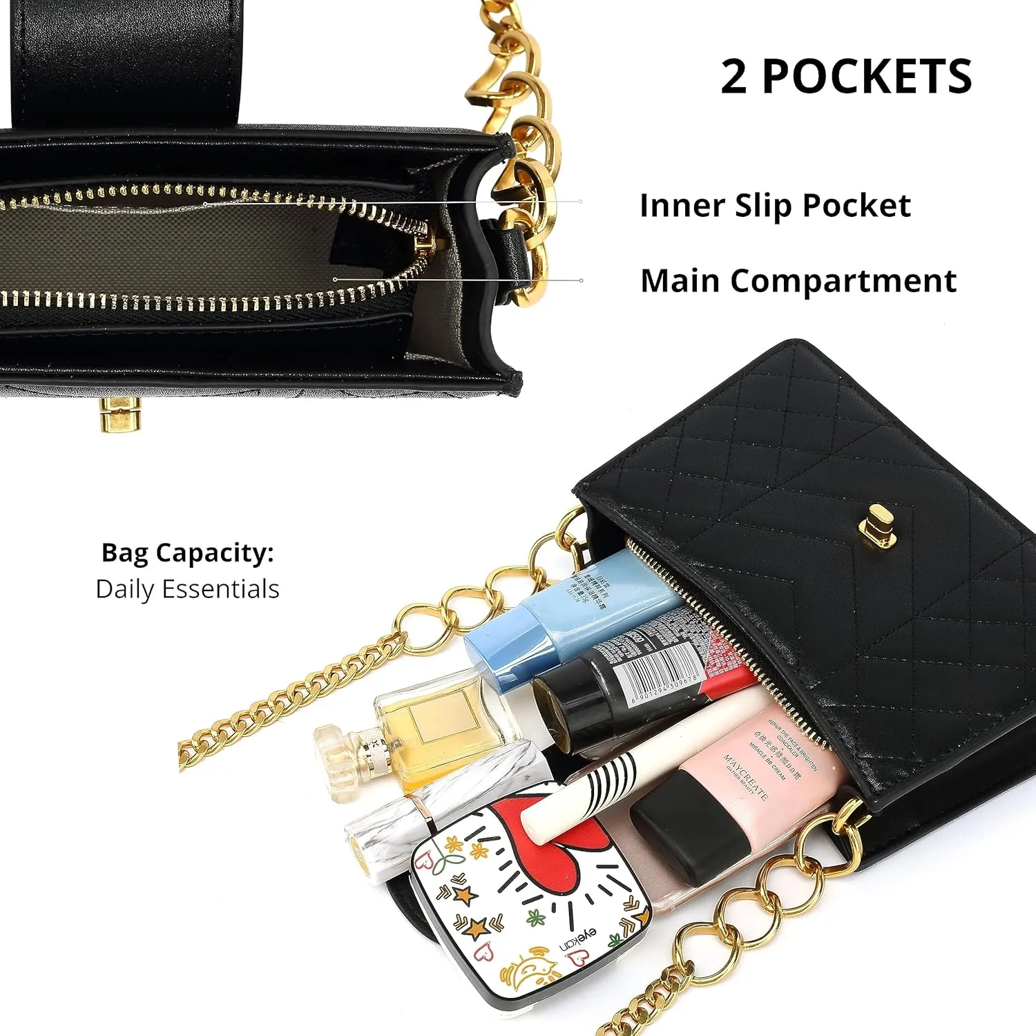 Scarleton Crossbody Bags for Women, Quilted Shoulder Bag Purse, Gold Chain Crossbody Bag Purses for Women, H2117