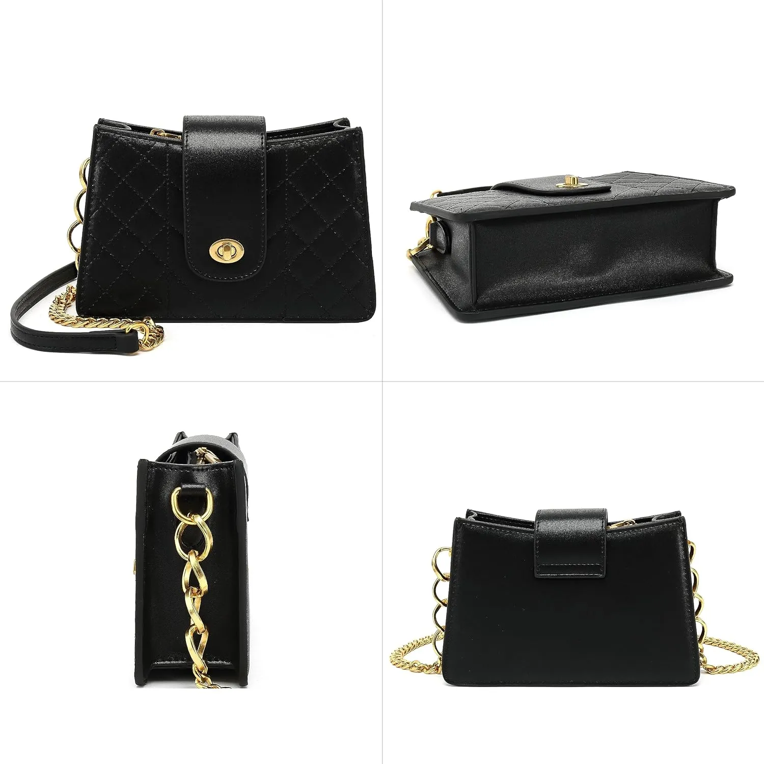 Scarleton Crossbody Bags for Women, Quilted Shoulder Bag Purse, Gold Chain Crossbody Bag Purses for Women, H2117