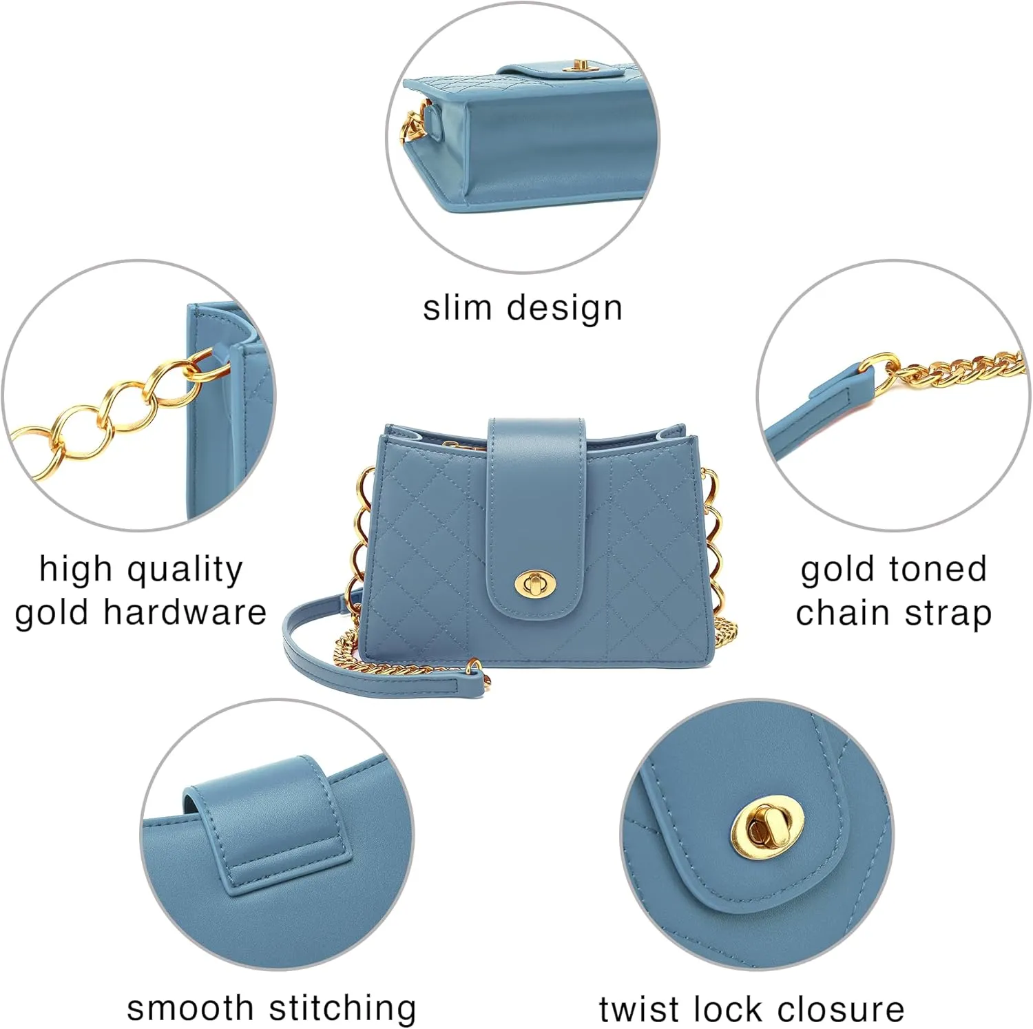 Scarleton Crossbody Bags for Women, Quilted Shoulder Bag Purse, Gold Chain Crossbody Bag Purses for Women, H2117