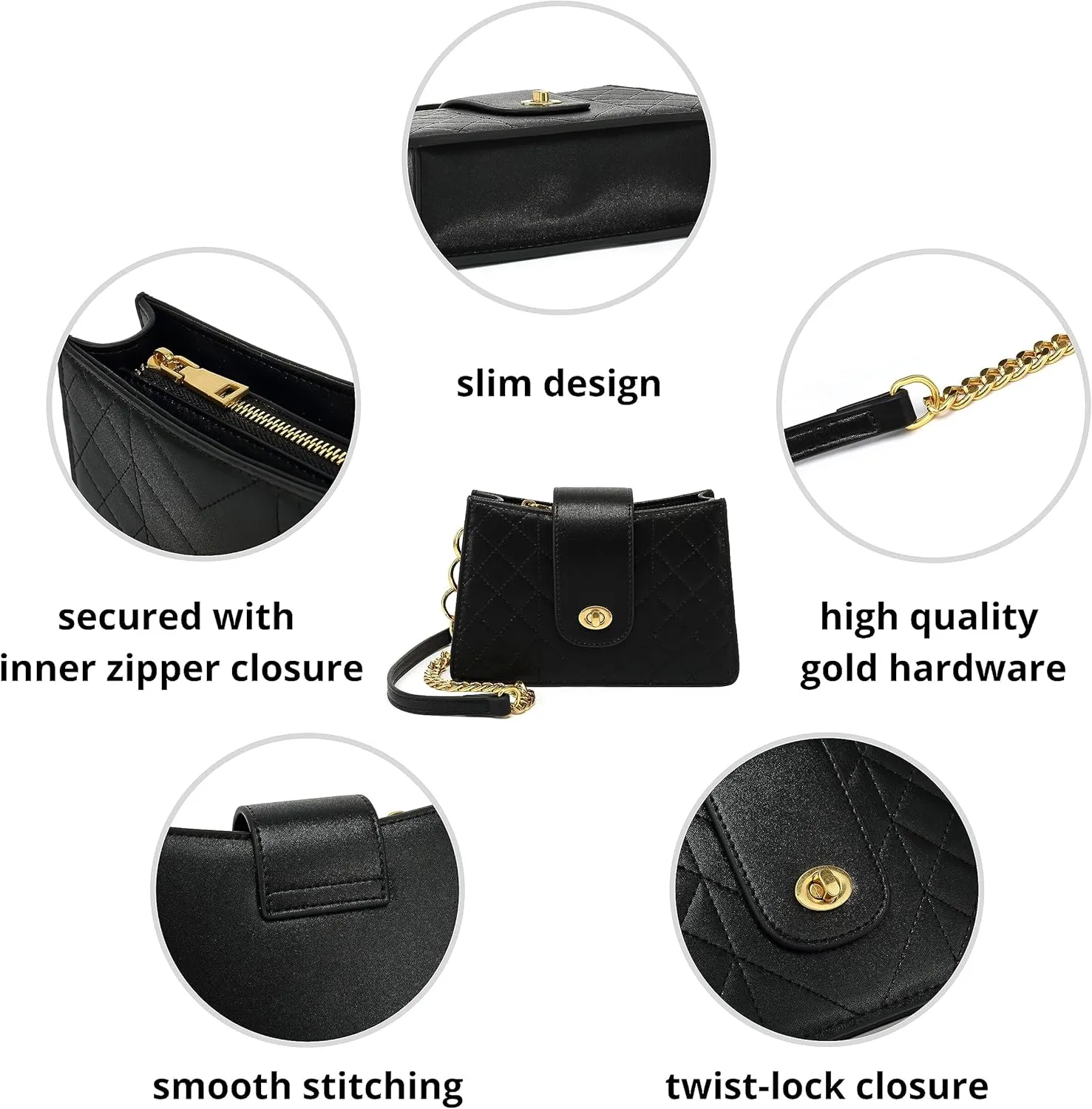 Scarleton Crossbody Bags for Women, Quilted Shoulder Bag Purse, Gold Chain Crossbody Bag Purses for Women, H2117