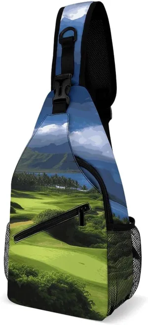 Scenic Hawaii Golf Tropical Sling Bag Crossbody Chest Bags Hiking Backpack Shoulder Backpack For Women Men Travel