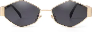 SDINM Trendy Hexagon Sunglasses for Women Retro Gold Metal Geometric Frame Sun Glasses Shades