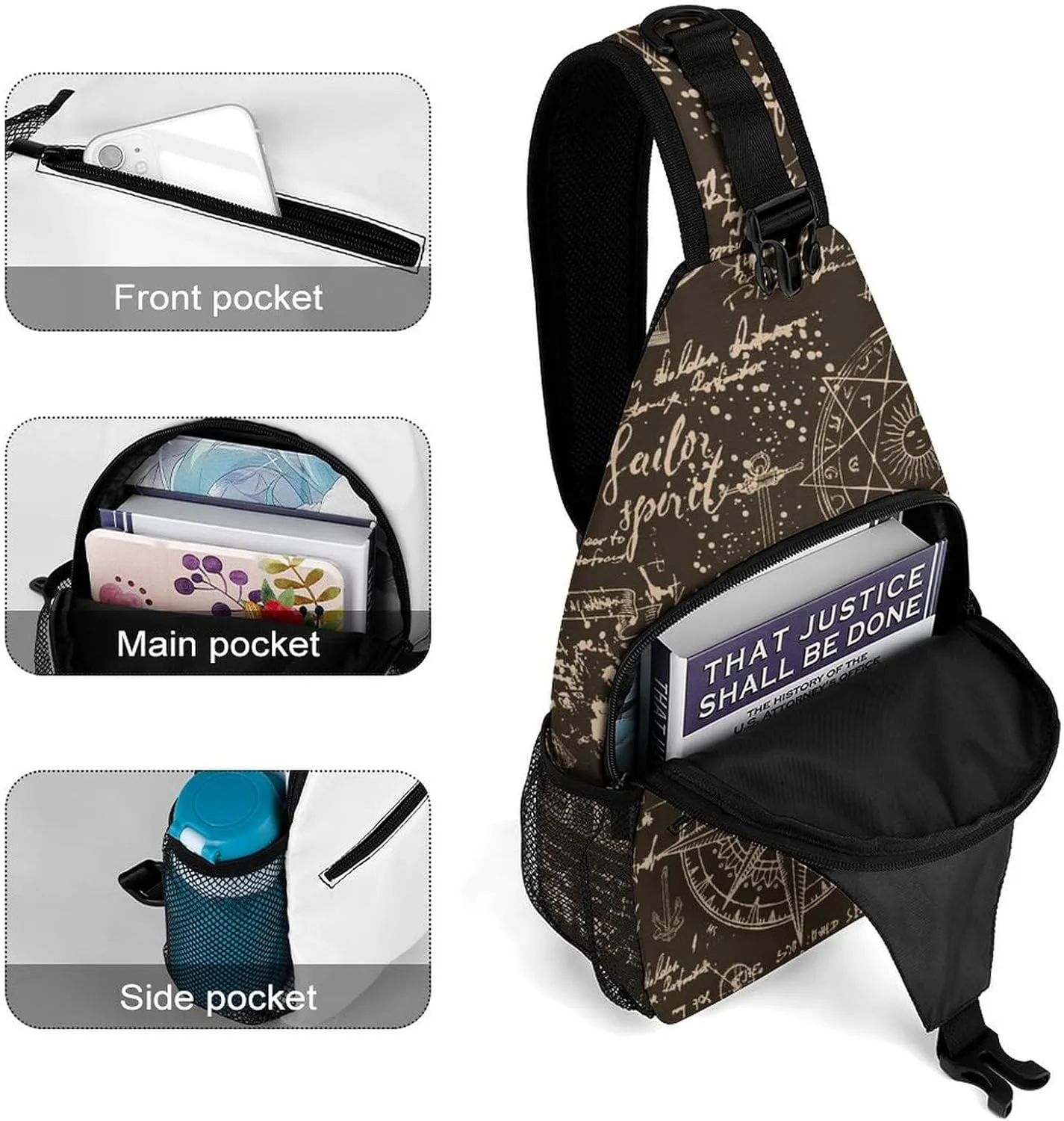 Sea-travel-print Crossbody Backpack For Men Women, Chest Bag Shoulder Bag, Travel Daypack Sling Backpack