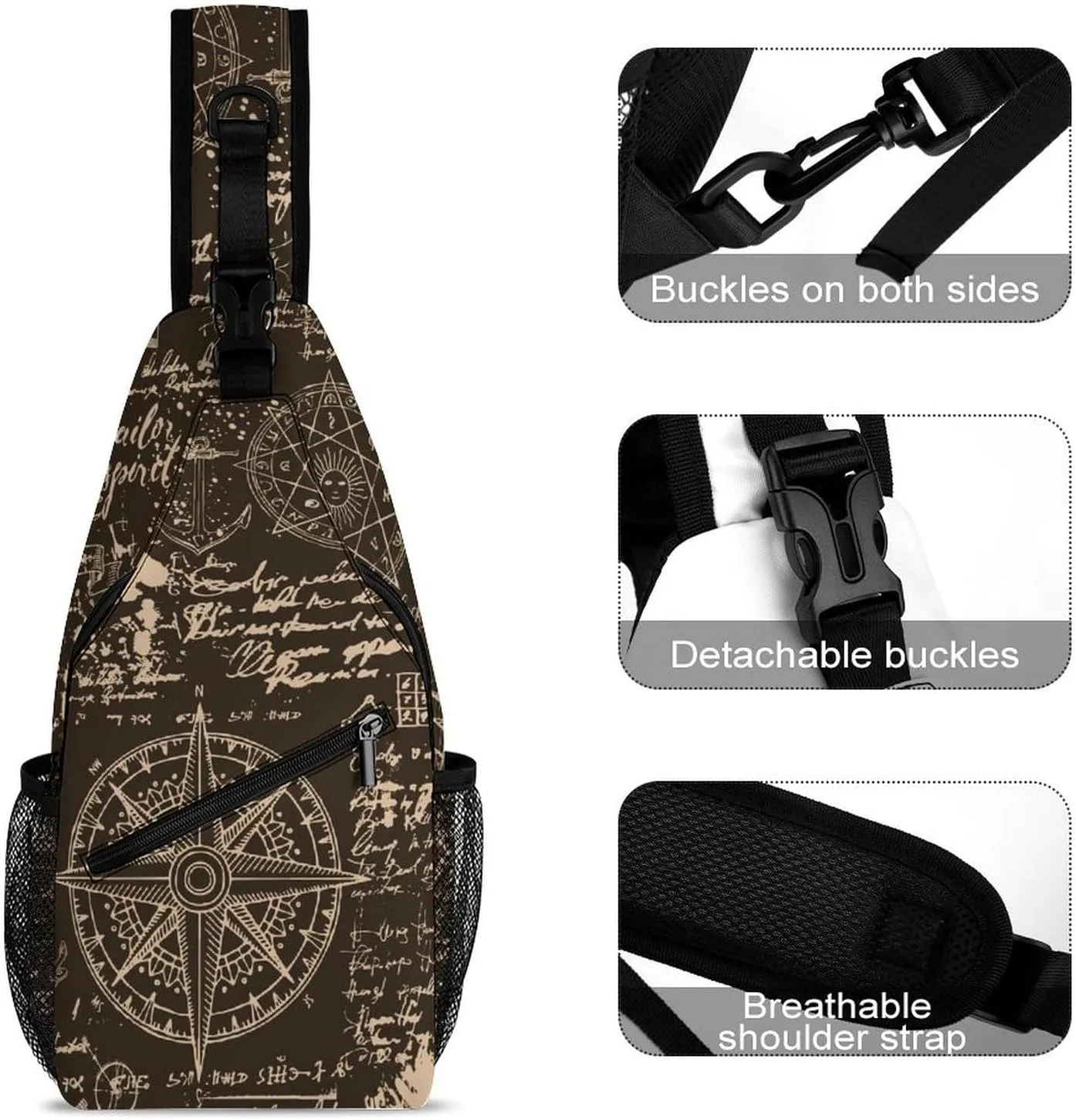 Sea-travel-print Crossbody Backpack For Men Women, Chest Bag Shoulder Bag, Travel Daypack Sling Backpack
