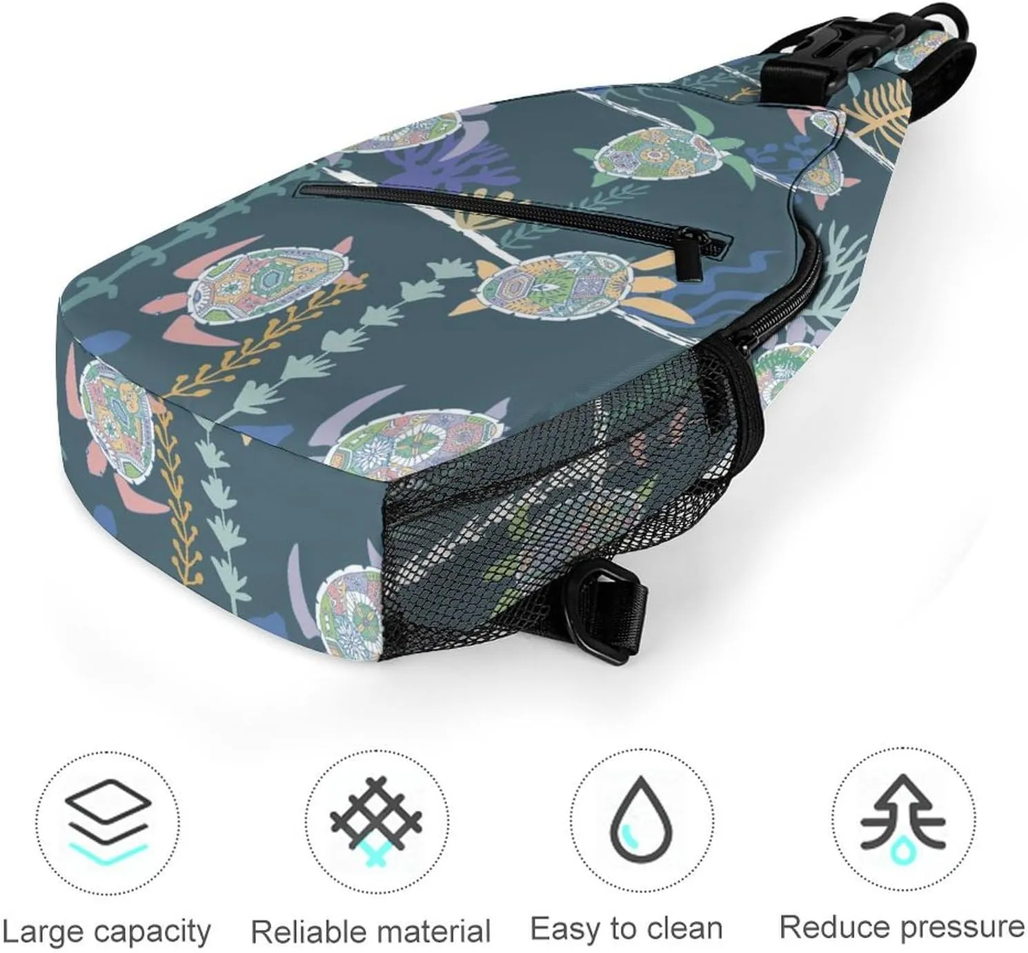 Sea-turtles-print Sling Bag Crossbody Backpack for Men Women Chest Bag For Travel Hiking Cycling Camping