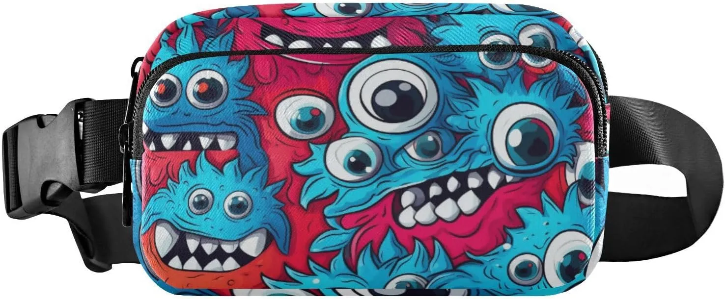 senya Cartoon Multi-eyed Monsters Fanny Pack Crossbody Bags for Women Belt Bag Running Waist Bag with Adjustable Strap