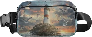 senya Lighthouse Seagull Seascape Fanny Pack Crossbody Bags for Women Belt Bag Running Waist Bag with Adjustable Strap