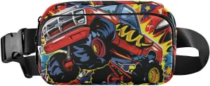 senya Monster Trucks Anime Style Fanny Pack Crossbody Bags for Women Belt Bag Running Waist Bag with Adjustable Strap