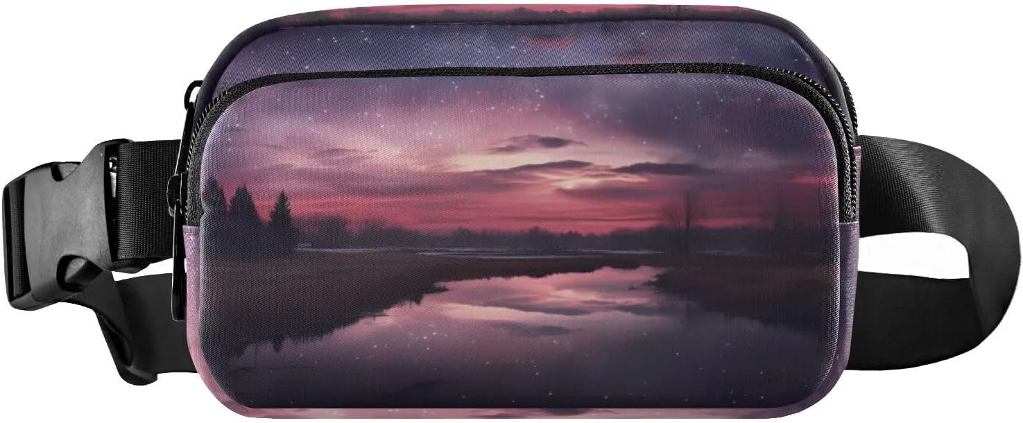 senya Purple Starry Sky Reflection Fanny Pack Crossbody Bags for Women Belt Bag Running Waist Bag with Adjustable Strap