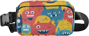 senya Screen Full Of Monsters Fanny Pack Crossbody Bags for Women Belt Bag Running Waist Bag with Adjustable Strap