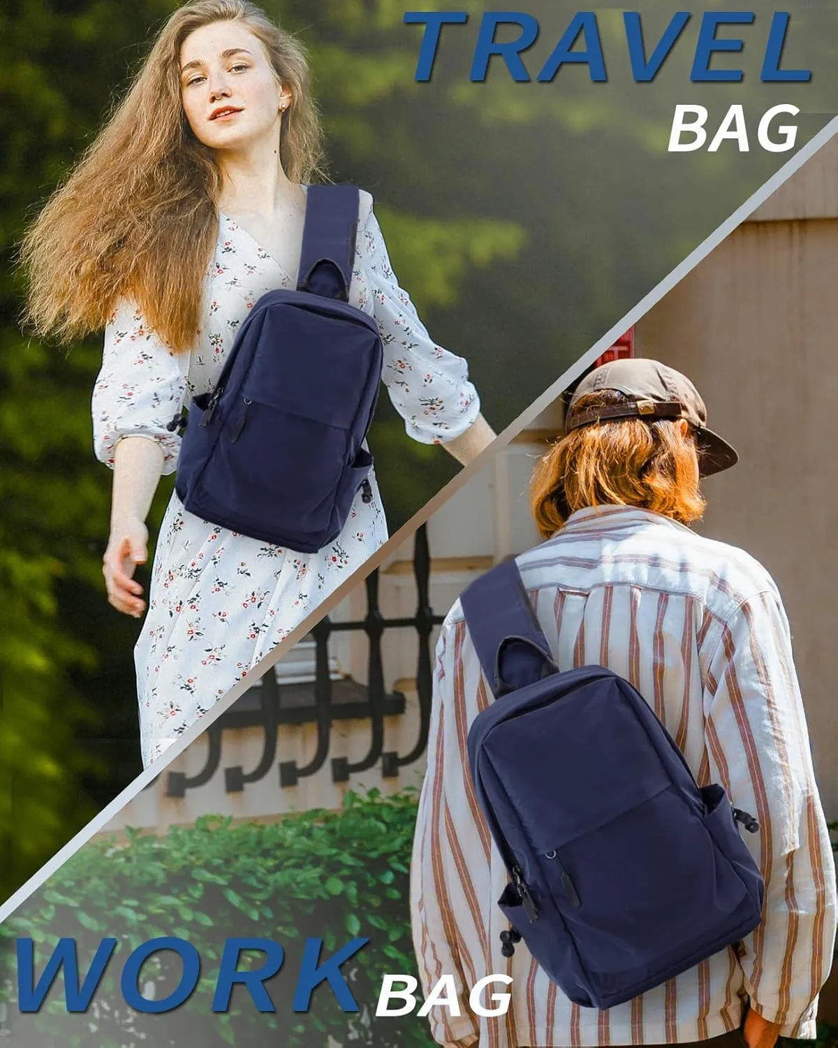 Seoky Rop Men Women Sling Bag Backpack Lightweight Water Resistant Shoulder Crossbody Bags for Travel