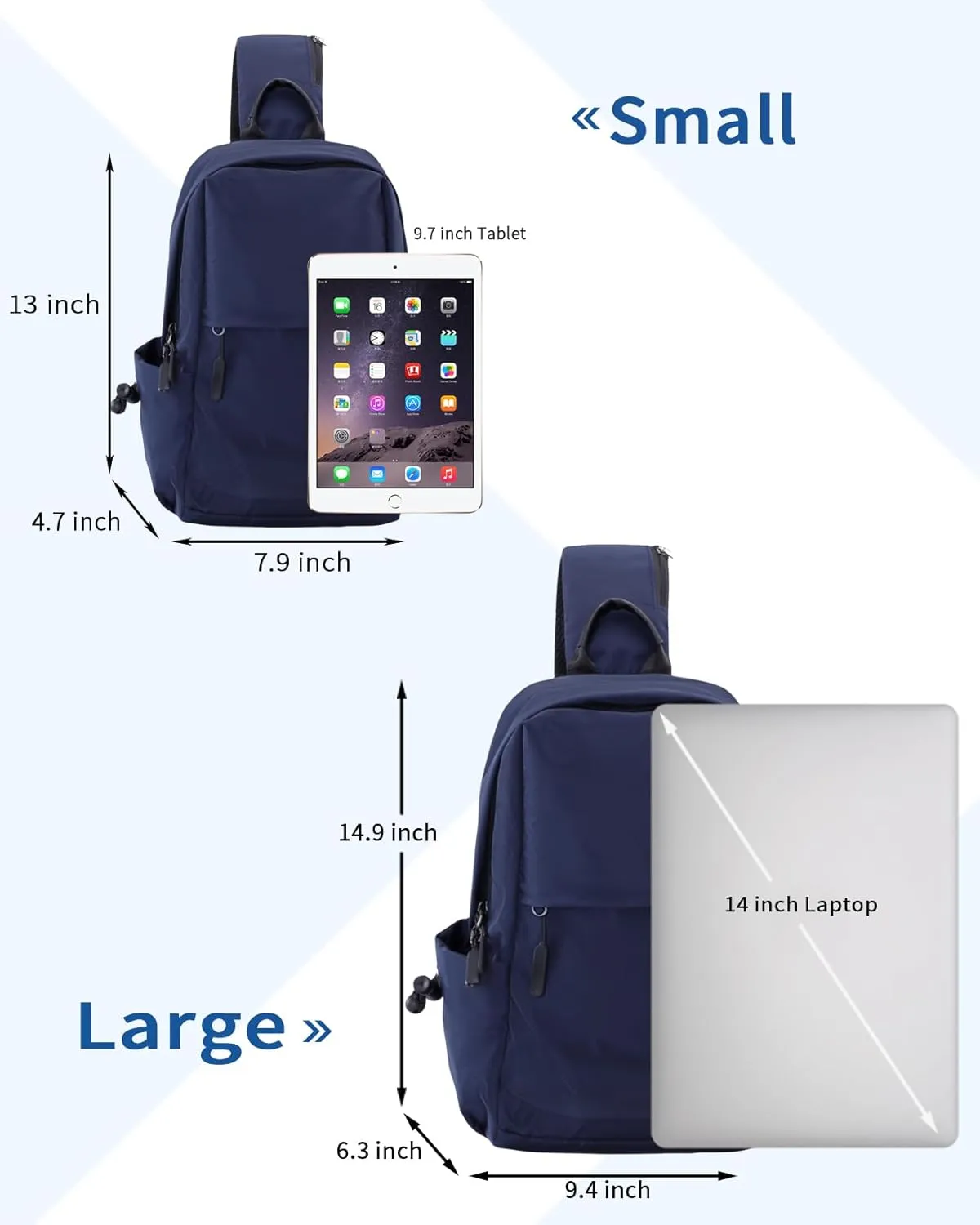 Seoky Rop Men Women Sling Bag Backpack Lightweight Water Resistant Shoulder Crossbody Bags for Travel
