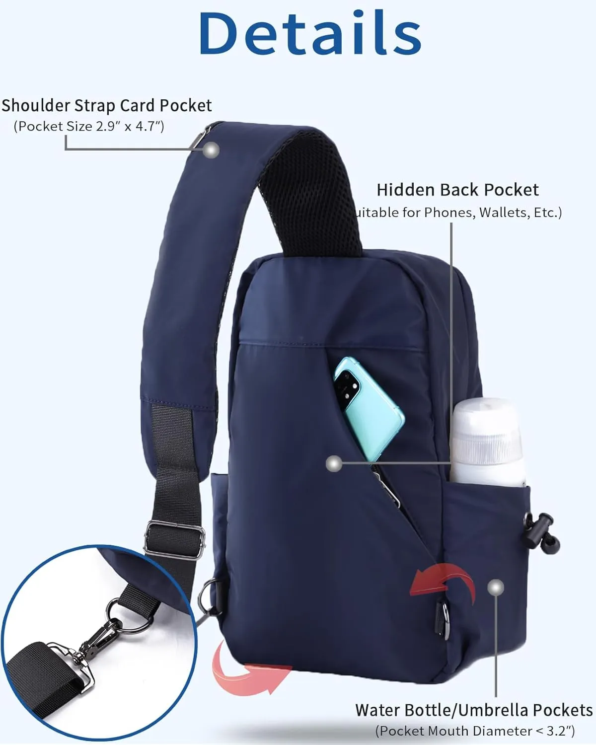 Seoky Rop Men Women Sling Bag Backpack Lightweight Water Resistant Shoulder Crossbody Bags for Travel
