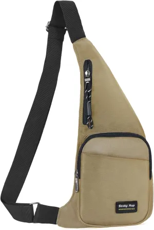 Seoky Rop Sling Bag for Men Women Slim Personal Purse Pocket Small Anti-Thief Crossbody Chest Bag for Travel Hiking Champagne