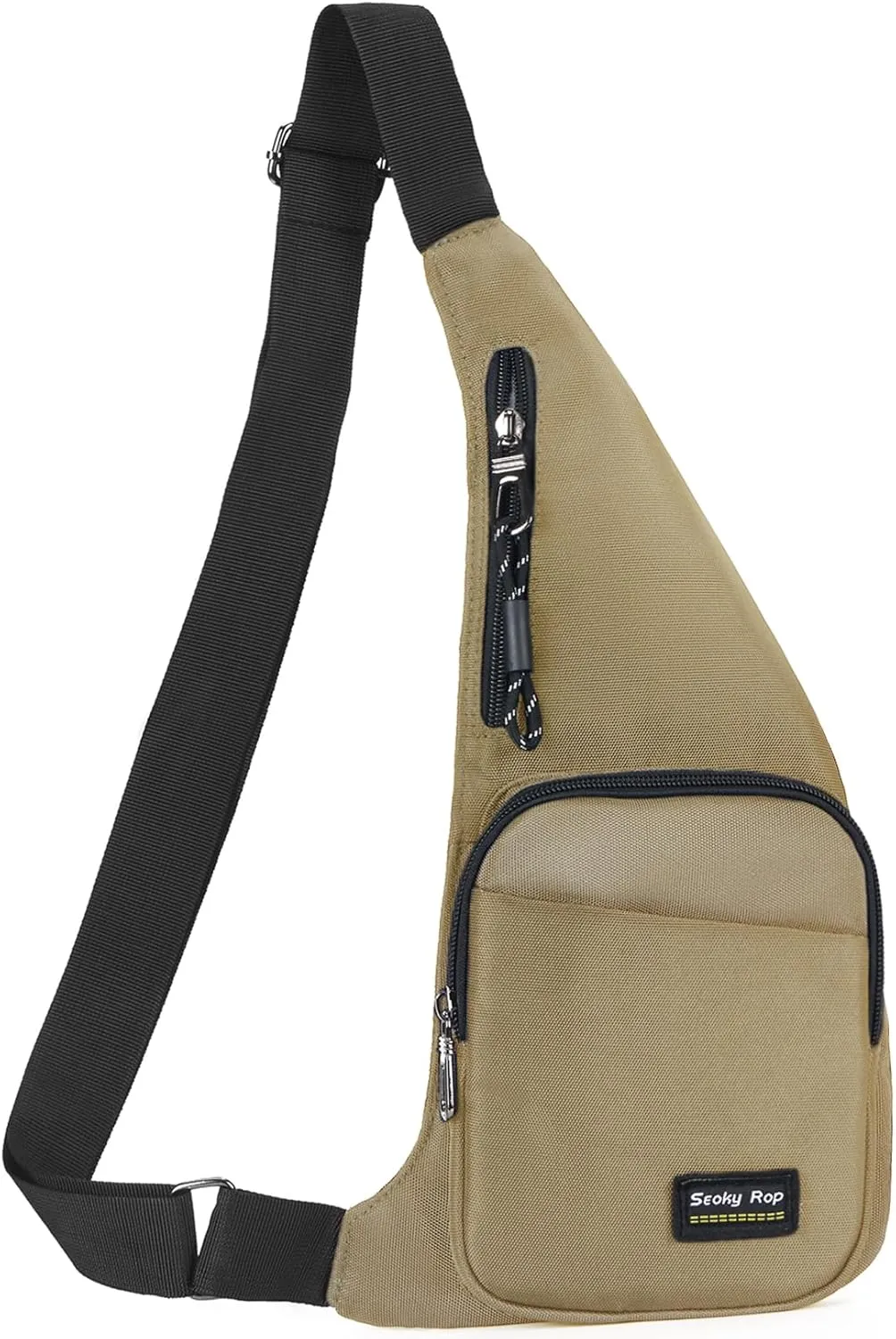 Seoky Rop Sling Bag for Men Women Slim Personal Purse Pocket Small Anti-Thief Crossbody Chest Bag for Travel Hiking Champagne