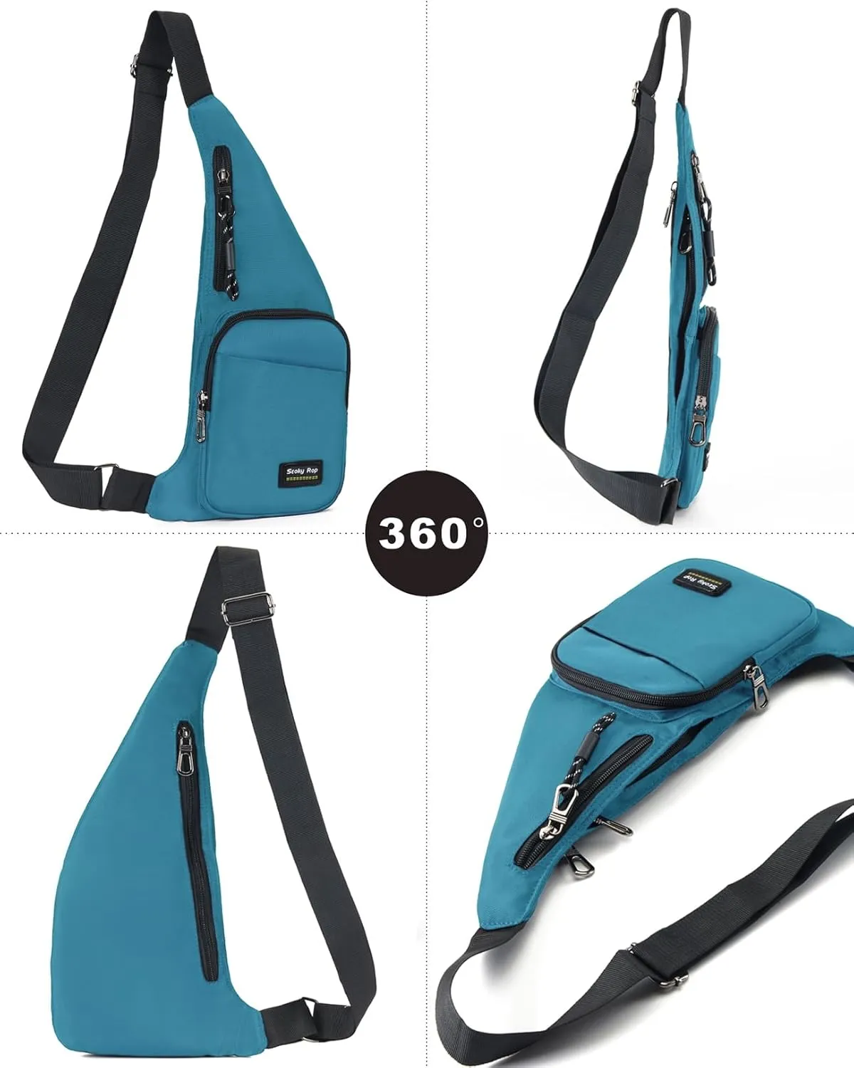 Seoky Rop Sling Bag for Men Women Slim Personal Purse Pocket Small Anti-Thief Crossbody Chest Bag for Travel Hiking Sky Blue