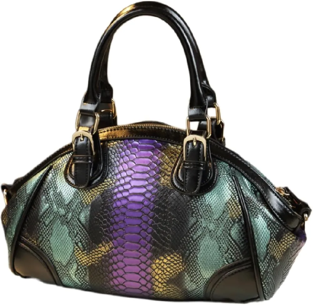 Serpentine Leather Hobo Bag for Women Top Handle Satchel Crossbody Handbags Purses Tassel Shoulder Messenger Bags