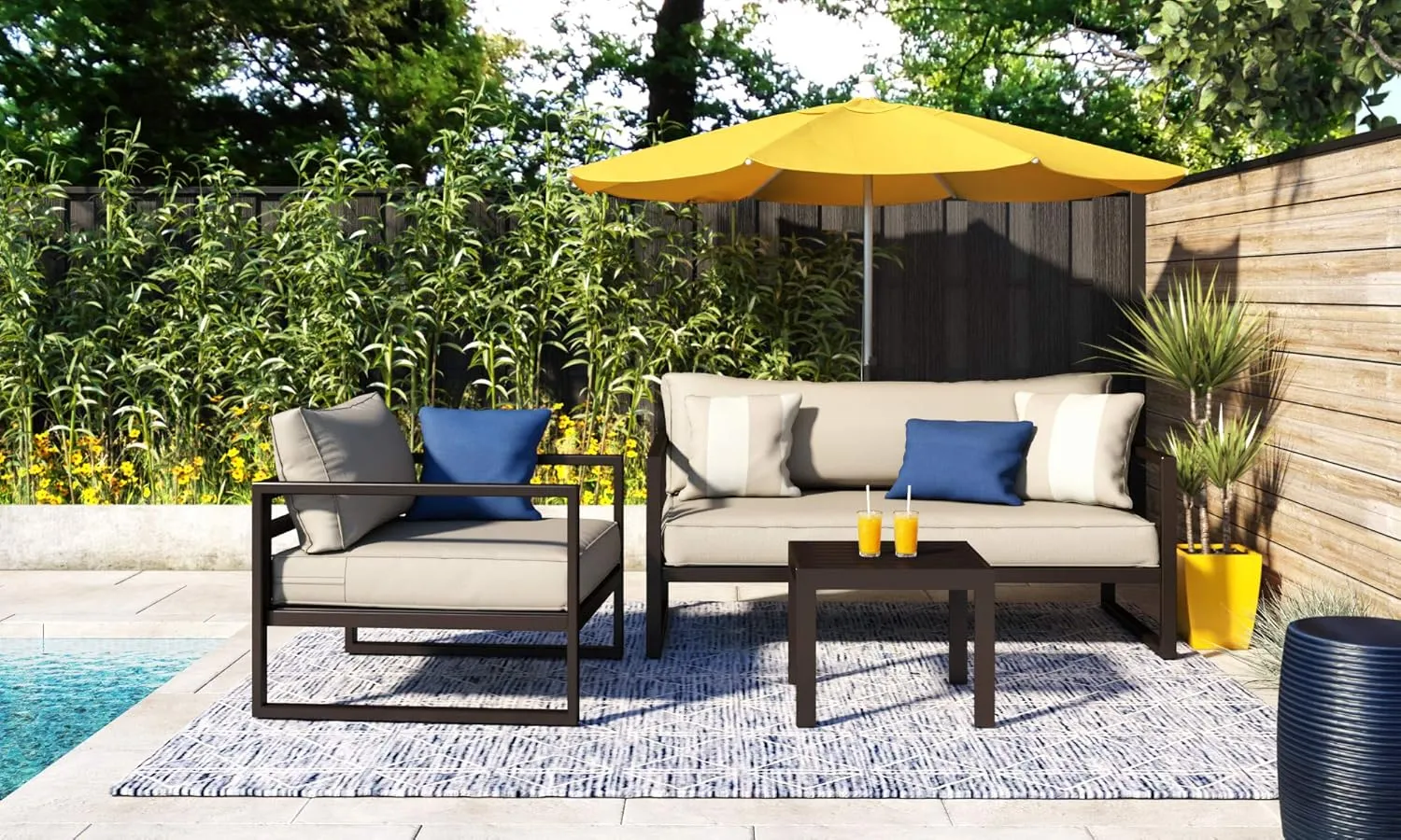 Serta Modern Outdoor Patio Furniture Collection with Bronze Metal Frame Finish, Sofa