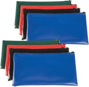 Set of 8 Zipper Bags - Expanded Vinyl Zipper Wallets