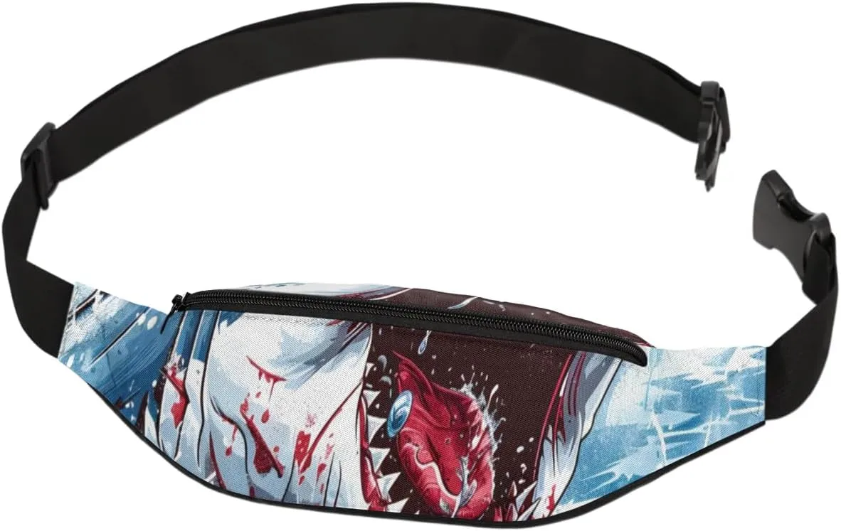 Shark Attack Crossbody Fanny Pack Waist Bag with Adjustable Strap Hip Pack for Sports Festival Workout Traveling Running Casual