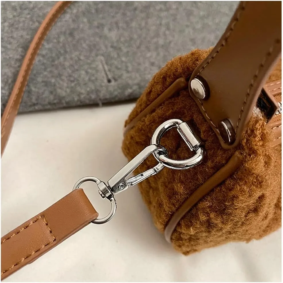Sherpa Crossbody Bags for Women Winter Small Fleece Shoulder Purse Handbag Top Handle Bag Fluffy Fuzzy Sling Bag