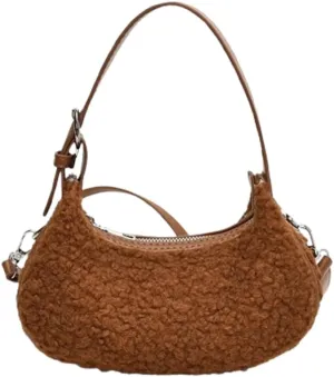 Sherpa Crossbody Bags for Women Winter Small Fleece Shoulder Purse Handbag Top Handle Bag Fluffy Fuzzy Sling Bag