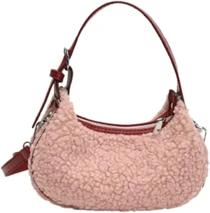 Sherpa Crossbody Bags for Women Winter Small Fleece Shoulder Purse Handbag Top Handle Bag Fluffy Fuzzy Sling Bag