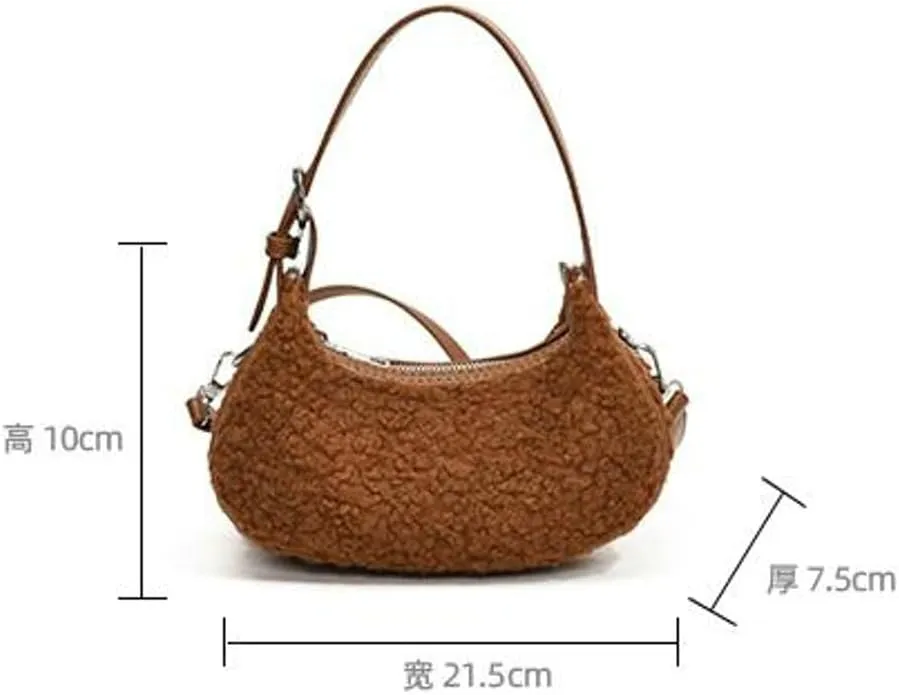 Sherpa Crossbody Bags for Women Winter Small Fleece Shoulder Purse Handbag Top Handle Bag Fluffy Fuzzy Sling Bag