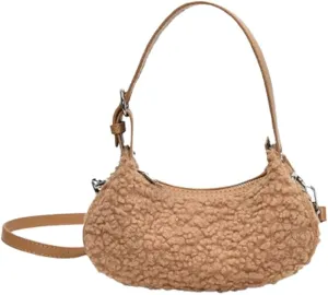 Sherpa Crossbody Bags for Women Winter Small Fleece Shoulder Purse Handbag Top Handle Bag Fluffy Fuzzy Sling Bag