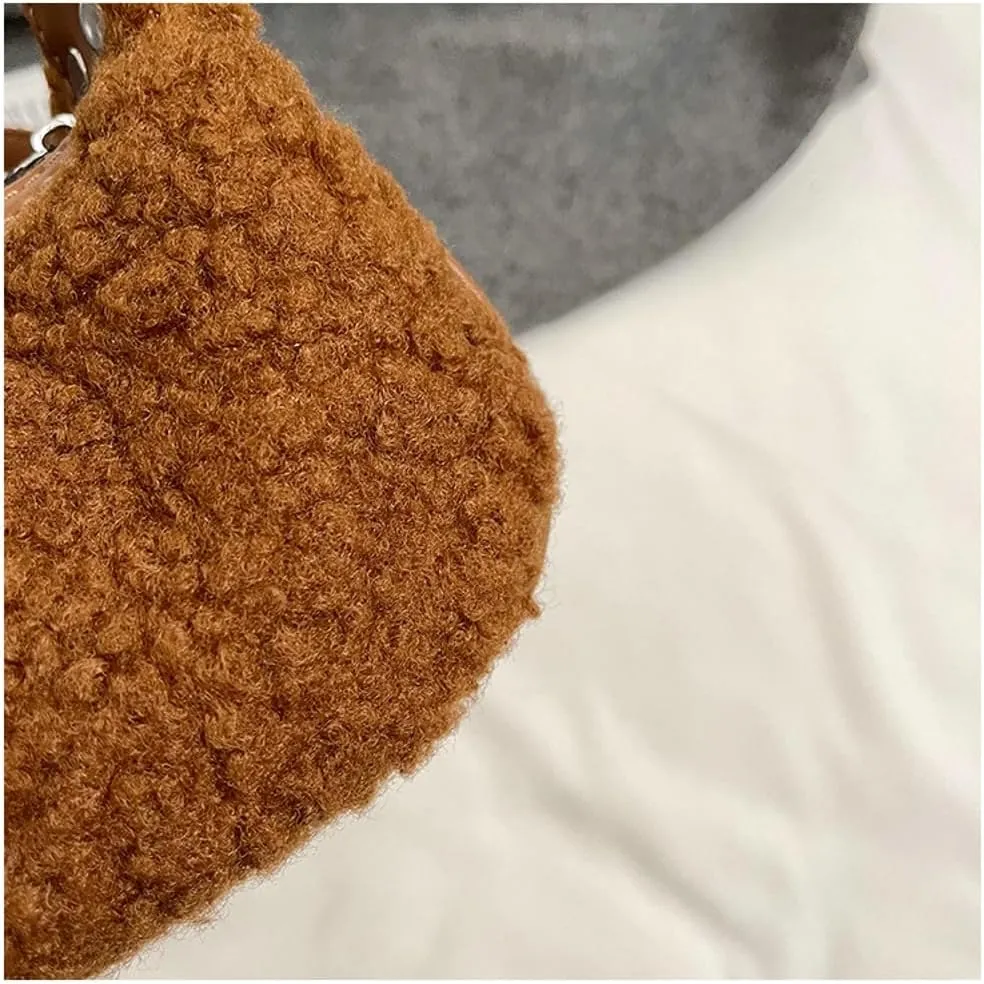 Sherpa Crossbody Bags for Women Winter Small Fleece Shoulder Purse Handbag Top Handle Bag Fluffy Fuzzy Sling Bag