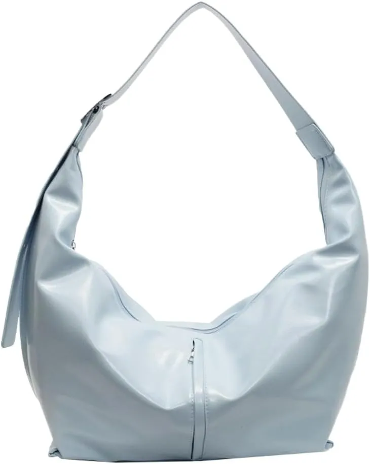 Shiny Hobo Bag for Women PU Leather Bag Trendy Shoulder Bag Satchel for Work Travel