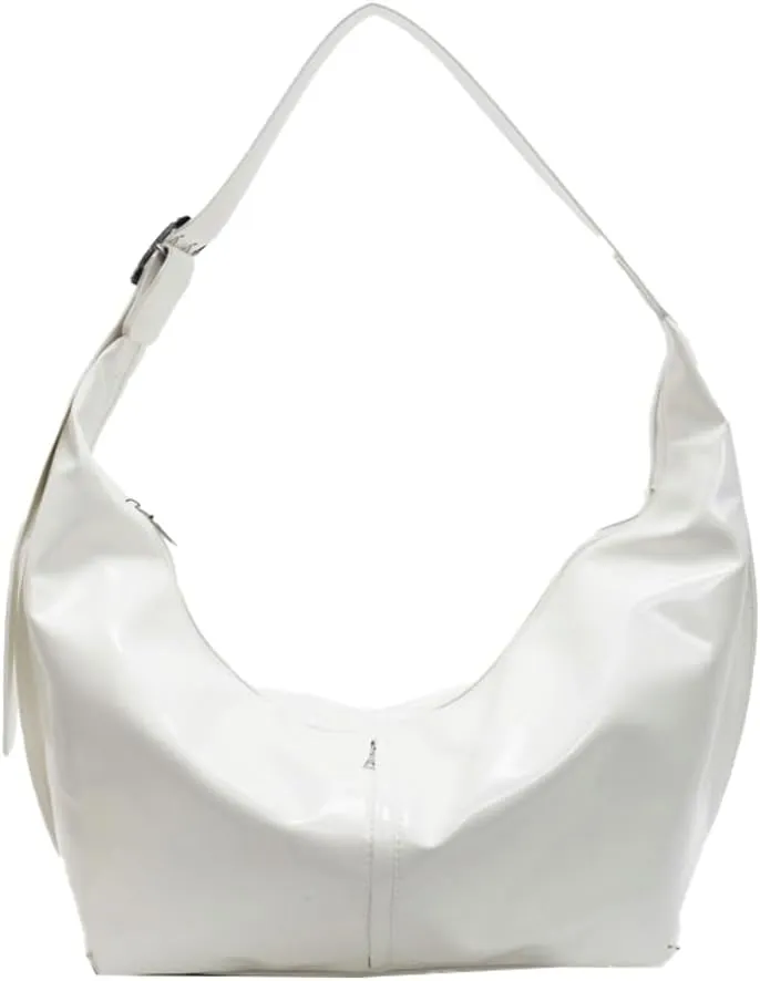 Shiny Hobo Bag for Women PU Leather Bag Trendy Shoulder Bag Satchel for Work Travel