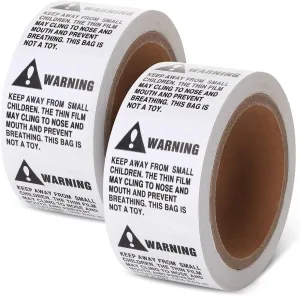 Shop4Mailers Warning Suffocation Labels, Keep Away from Small Children, for Shipping and Packing, 2" x 2" Rolls of 500 (12 Rolls/6000 Labels)