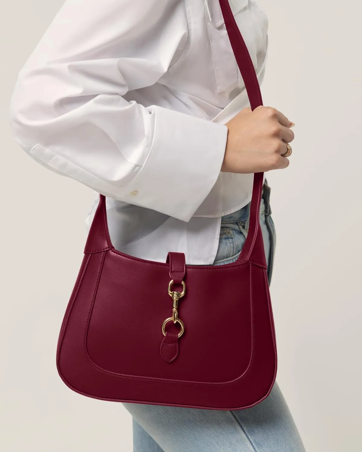 Shoulder Bag for Women - Small Shoulder Purses - Top Handle Structured Handbags - Adjustable Strap Vegan Leather