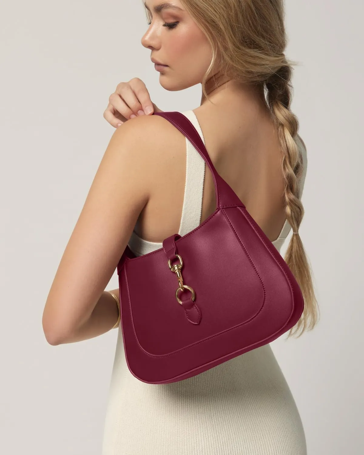 Shoulder Bag for Women - Small Shoulder Purses - Top Handle Structured Handbags - Adjustable Strap Vegan Leather