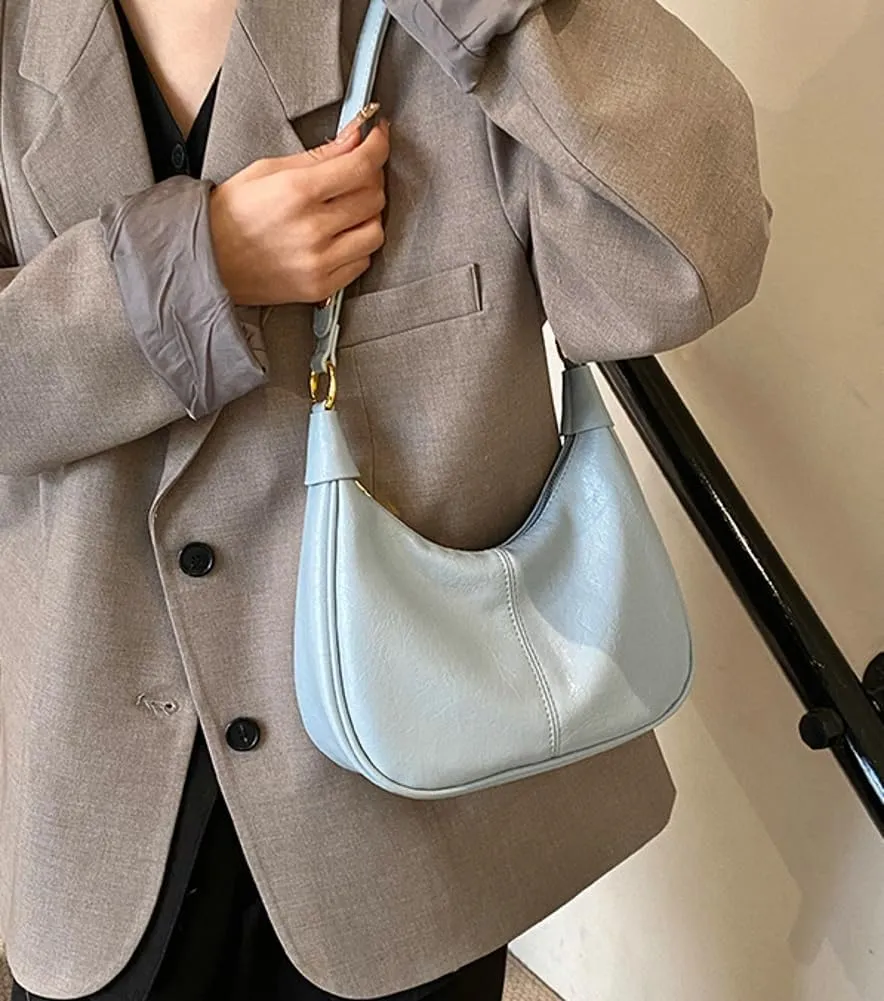 Shoulder Bag for Women Soft PU Leather Crescent Tote Handbag Retro Classic Satchel Crossbody Underarm Hobo Purse Clutch