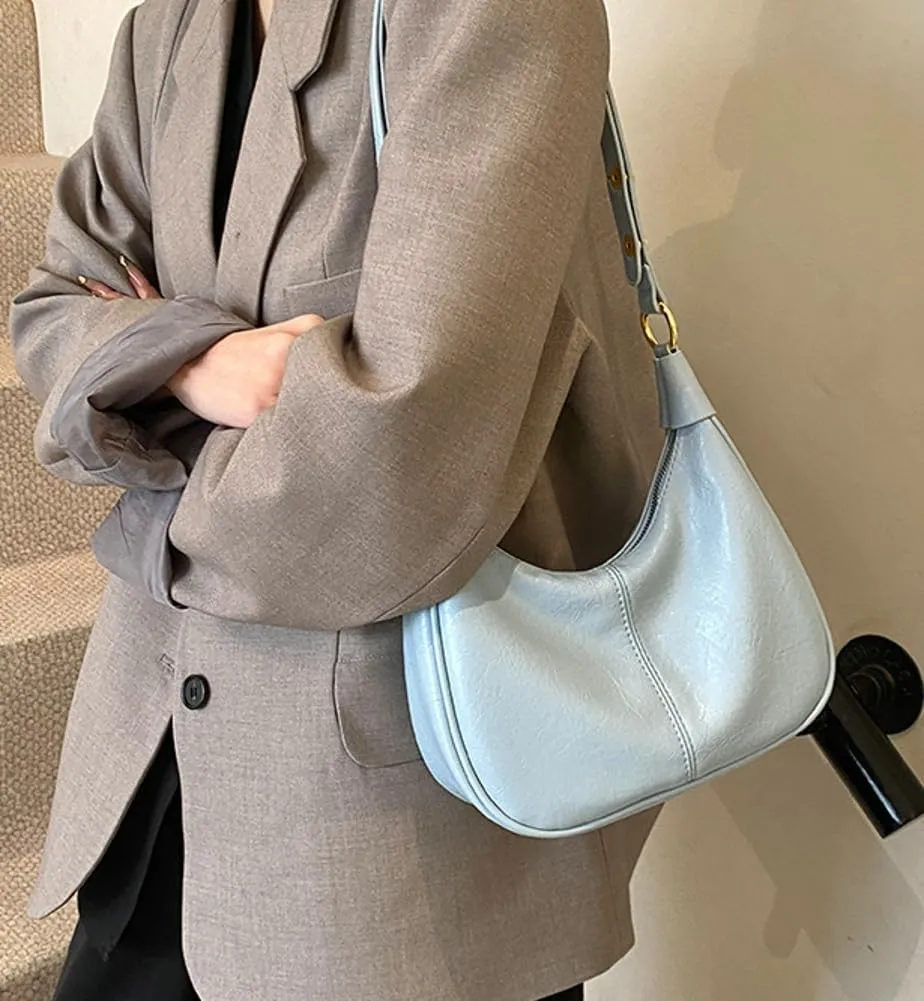 Shoulder Bag for Women Soft PU Leather Crescent Tote Handbag Retro Classic Satchel Crossbody Underarm Hobo Purse Clutch
